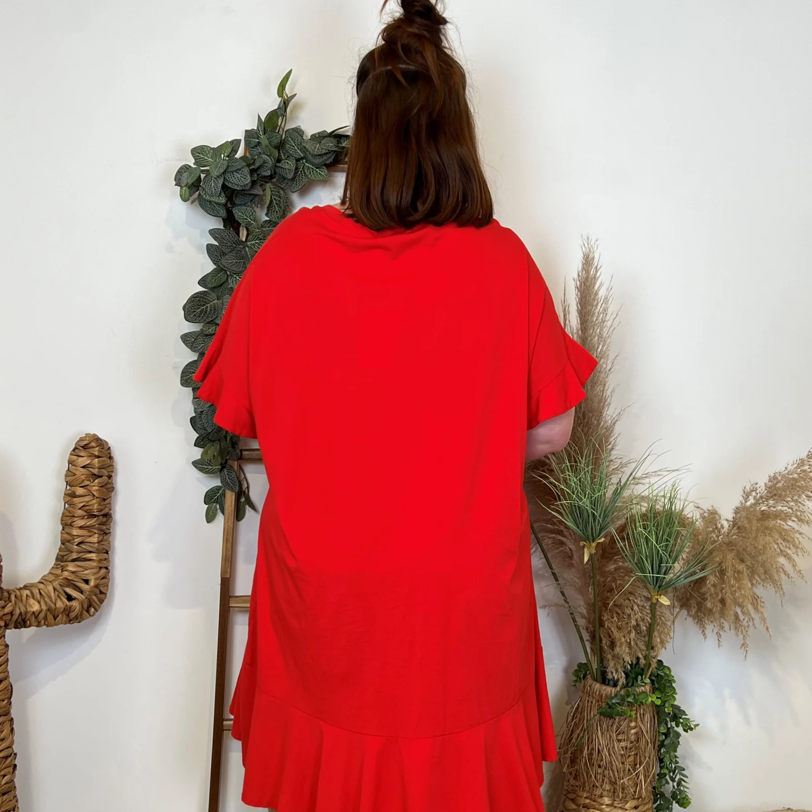 Z370- Robe C'Mélodie Coton 🇮🇹 - rouge - taille-unique-grande-taille