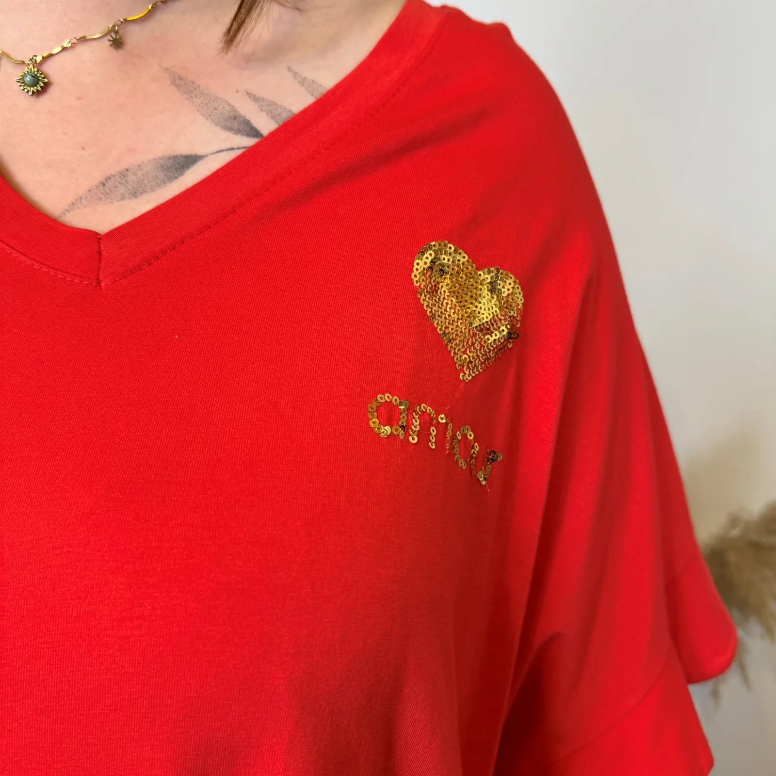 Z370- Robe C'Mélodie Coton 🇮🇹 - rouge - taille-unique-grande-taille