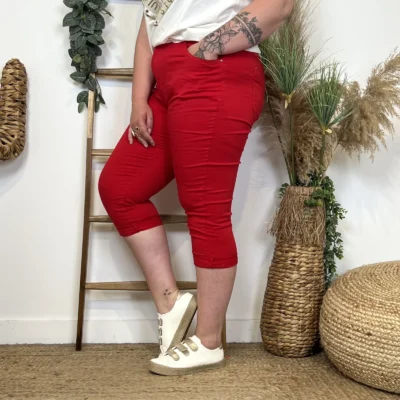 O614- Pantacourt Voggo (T42-T50) - rouge - 50