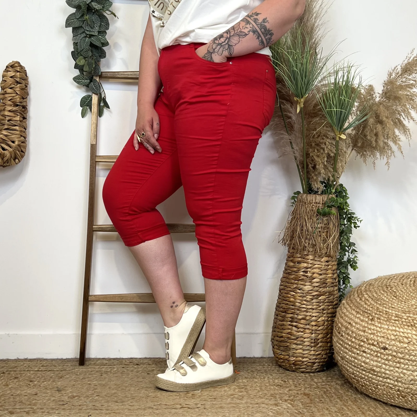 O614- Pantacourt Voggo (T42-T50) - rouge - 50