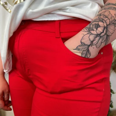 O614- Pantacourt Voggo (T42-T50) - rouge - 50