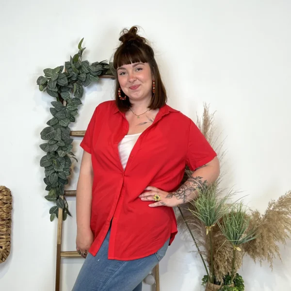 L028- Chemise Christy unie (T44-T52) - rouge - 52