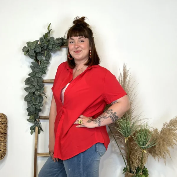 L028- Chemise Christy unie (T44-T52) - rouge - 52