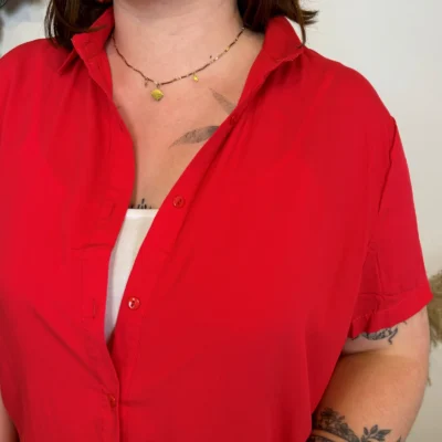 L028- Chemise Christy unie (T44-T52) - rouge - 52