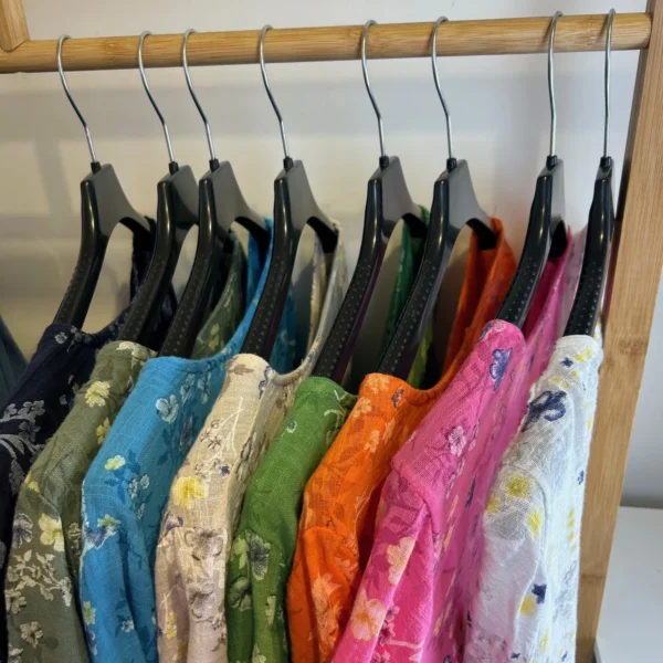 Z332- Tunique coton Fleurettes (Gt) 🇮🇹 - bleu-turquoise - taille-unique-grande-taille