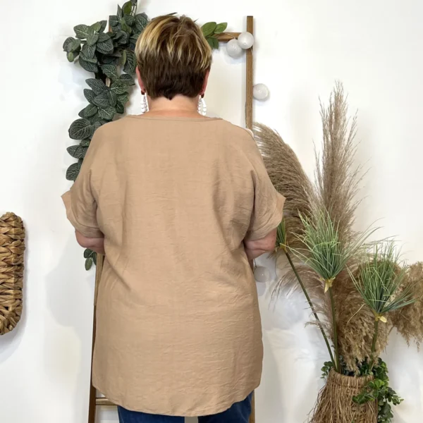 Z352- Tunique bouquet (Tu) 🇮🇹 - taupe - taille-unique-grande-taille