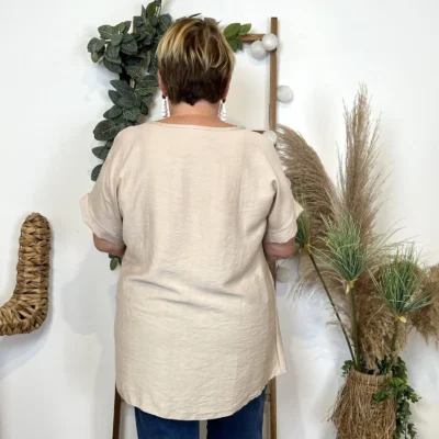 Z352- Tunique bouquet (Tu) 🇮🇹 - beige - taille-unique-grande-taille