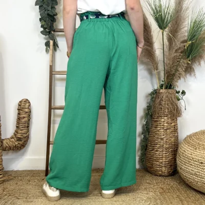 L0823- Pantalon Maëlle uni (T36-T40) - vert-bresil - 38