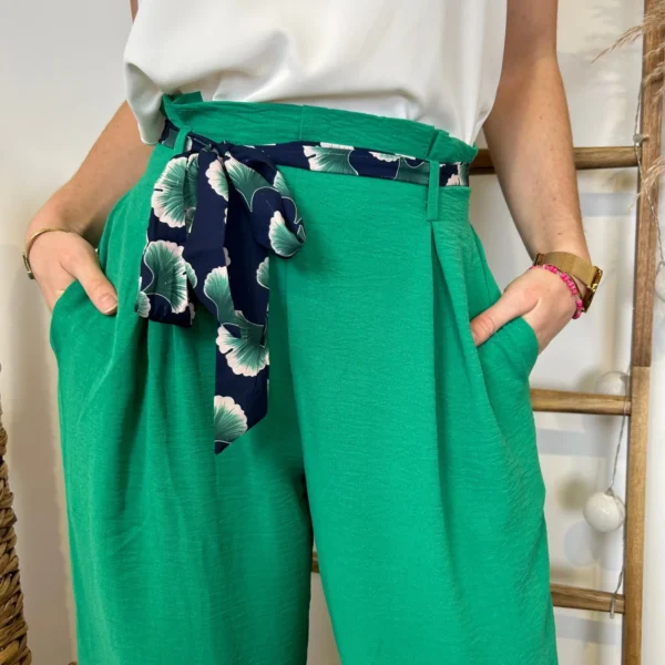 L0823- Pantalon Maëlle uni (T36-T40) - vert-bresil - 38