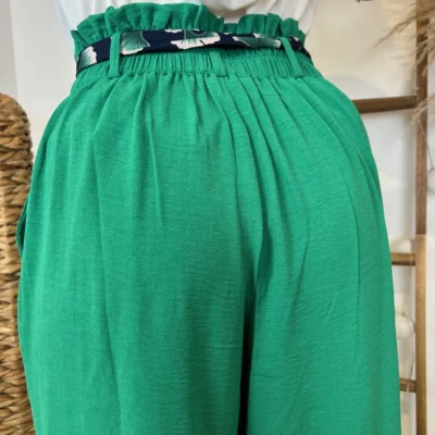 L0823- Pantalon Maëlle uni (T36-T40) - vert-bresil - 38