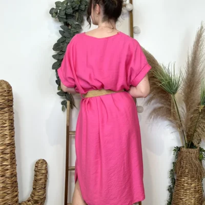 L108- Robe unie + ceinture (Tu) 🇮🇹