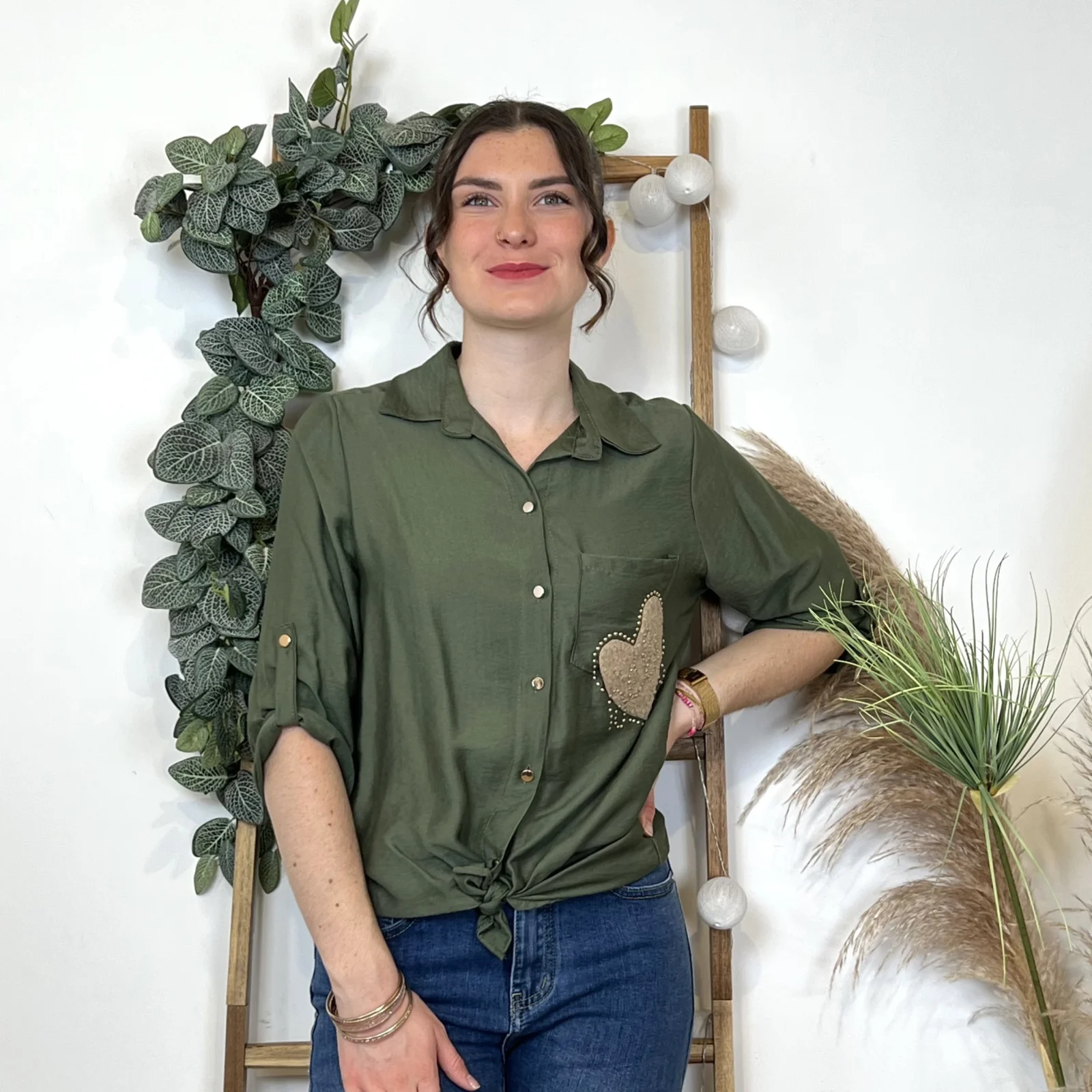 L517- Chemise Coeur poitrine (Tu) 🇮🇹