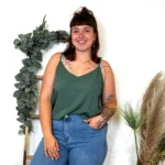 Débardeur femme dos brodé MAËLLE T40-T48 - vert-sapin - 48