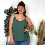 Débardeur femme dos brodé MAËLLE T40-T48 - vert-sapin - 48