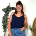 Débardeur femme dos brodé MAËLLE T40-T48 - marine - 48