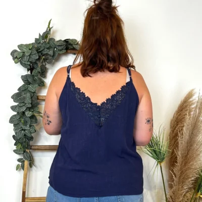 K233- Débardeur Maëlle dos brodé (T40-T48) - marine - 48