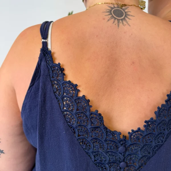 K233- Débardeur Maëlle dos brodé (T40-T48) - marine - 48