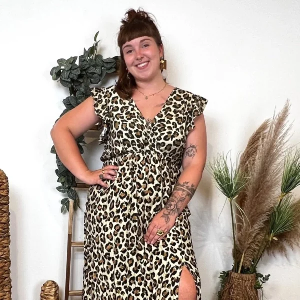 K904- Robe Marbrée "By One" Léopard (T40-T48) - camel - 48