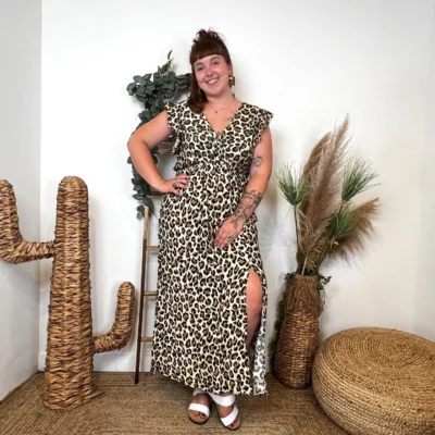 K904- Robe Marbrée "By One" Léopard (T40-T48) - camel - 48