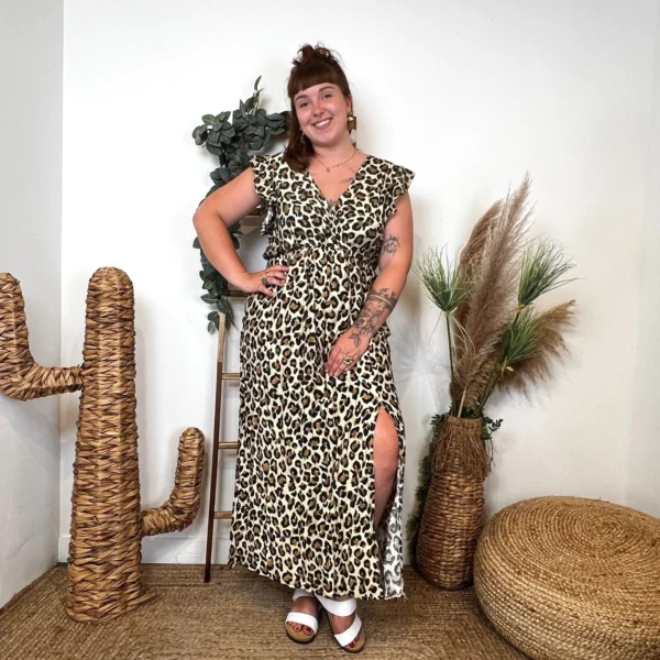 K904- Robe Marbrée "By One" Léopard (T40-T48) - camel - 48