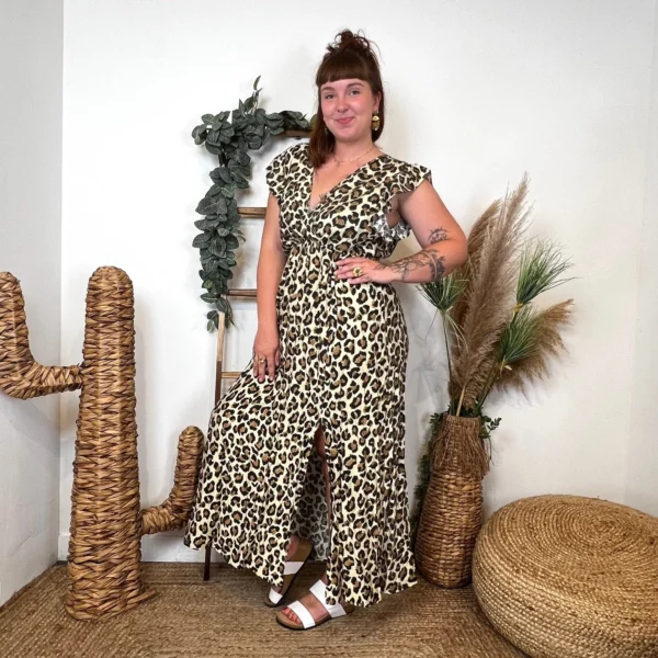 K904- Robe Marbrée "By One" Léopard (T40-T48) - camel - 48