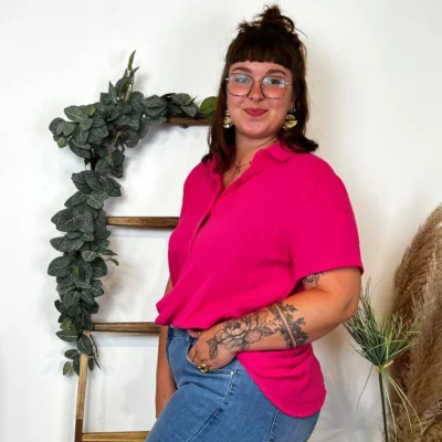 L002- Chemisier en coton (Gt) - fuchsia - 52