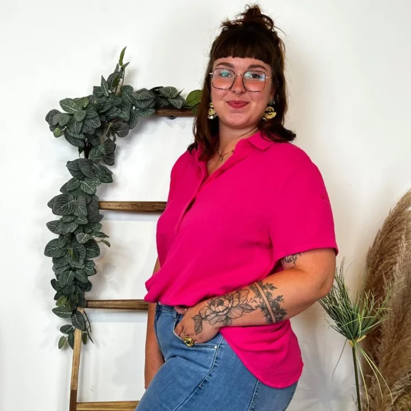 L002- Chemisier en coton (Gt) - fuchsia - 52