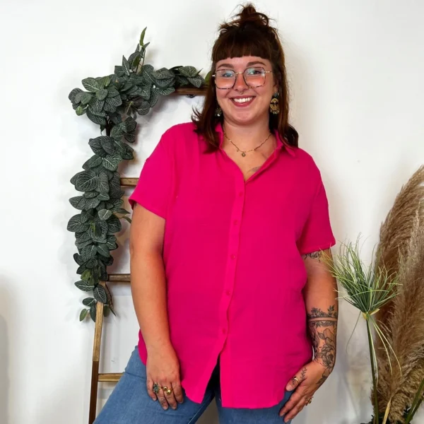 L002- Chemisier en coton (Gt) - fuchsia - 52