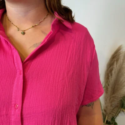 L002- Chemisier en coton (Gt) - fuchsia - 52
