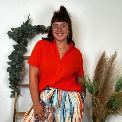 L002- Chemisier en coton (Gt) - orange - 52