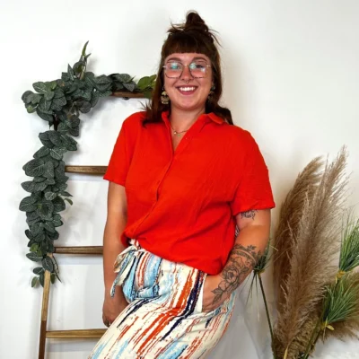 L002- Chemisier en coton (Gt) - orange - 52