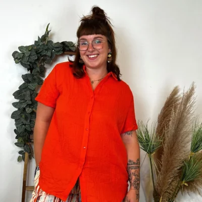 L002- Chemisier en coton (Gt) - orange - 52