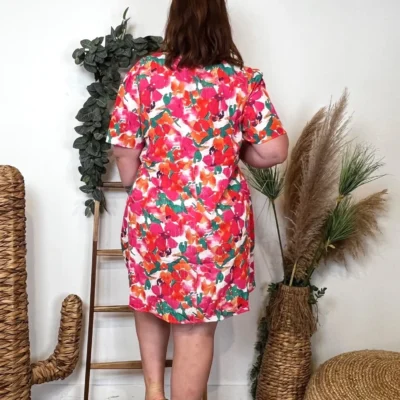 L146- Robe Maëlle fleurie (T40-T48) - fuchsia - 48