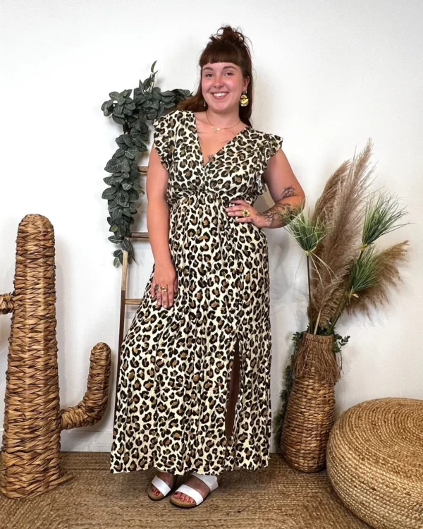 K904- Robe Marbrée "By One" Léopard (T40-T48) - kaki - 48