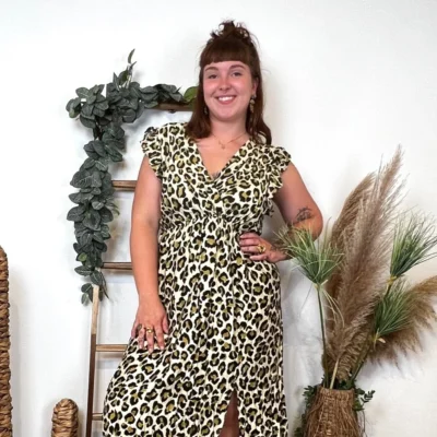 K904- Robe Marbrée "By One" Léopard (T40-T48) - kaki - 48