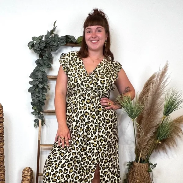 K904- Robe Marbrée "By One" Léopard (T40-T48) - kaki - 48