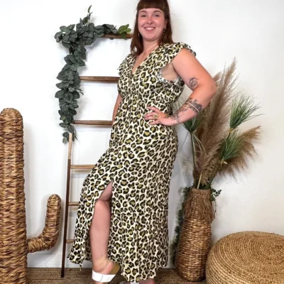 K904- Robe Marbrée "By One" Léopard (T40-T48) - kaki - 48