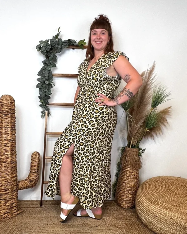 K904- Robe Marbrée "By One" Léopard (T40-T48) - kaki - 48