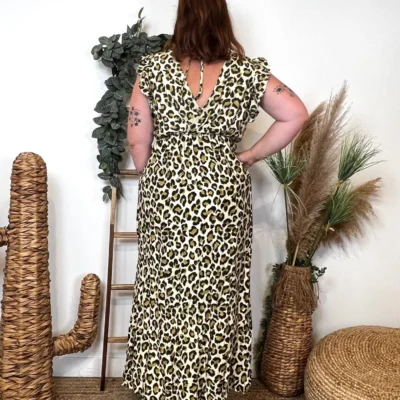 K904- Robe Marbrée "By One" Léopard (T40-T48) - kaki - 48