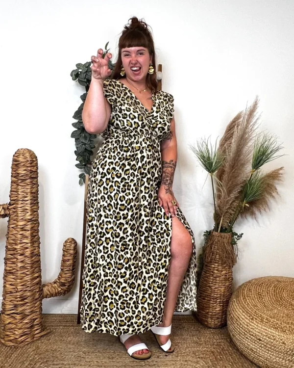 K904- Robe Marbrée "By One" Léopard (T40-T48) - kaki - 48