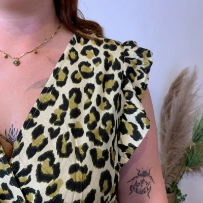 K904- Robe Marbrée "By One" Léopard (T40-T48) - kaki - 48