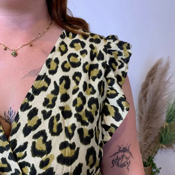 K904- Robe Marbrée "By One" Léopard (T40-T48) - kaki - 48