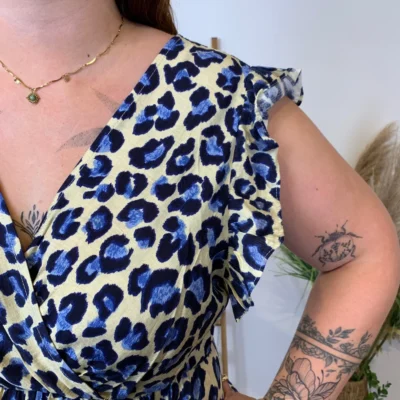 K904- Robe Marbrée "By One" Léopard (T40-T48) - bleu-indigo - 48